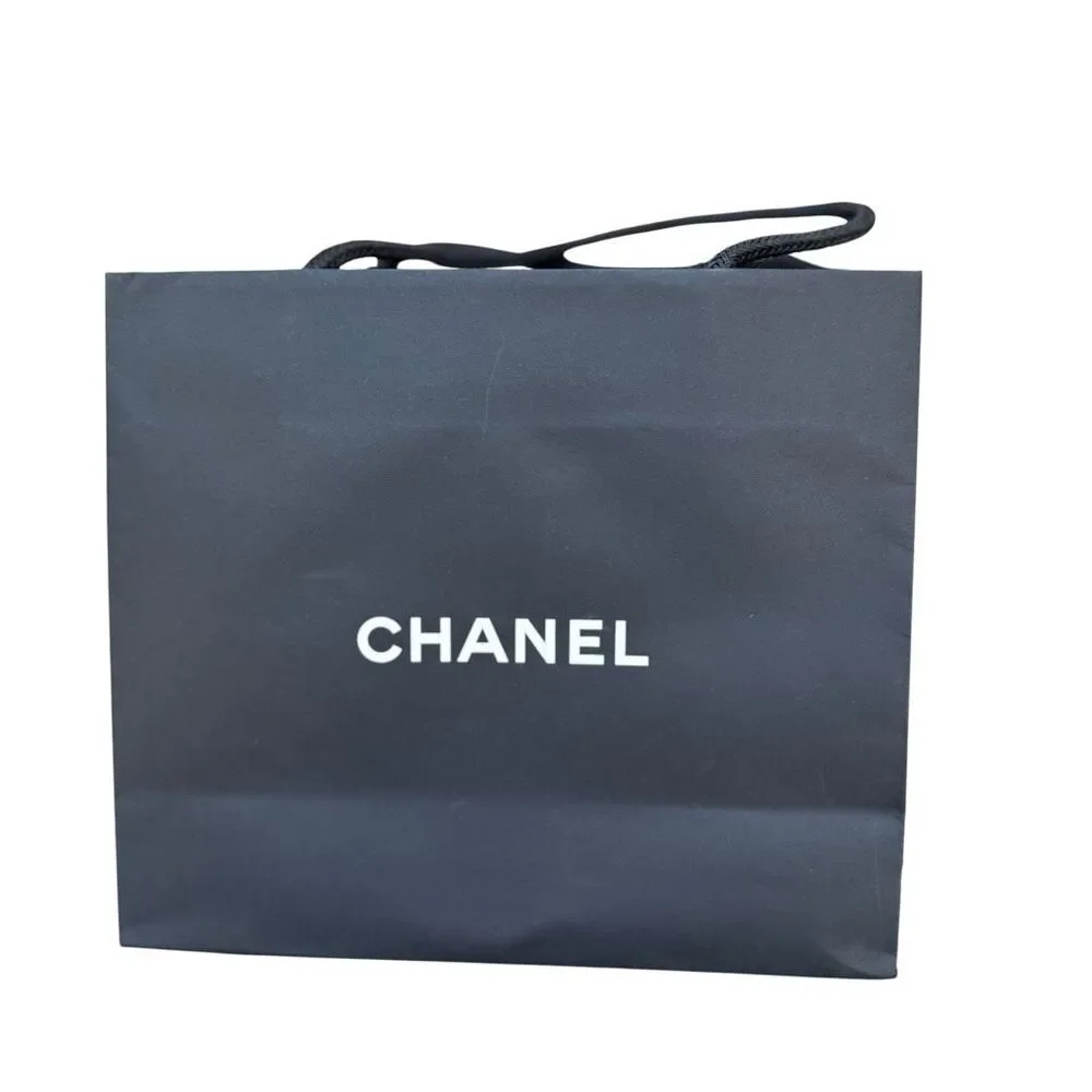 Authentic CHANEL Black Shopping Gift Bag Paper Bag Rope Handles 9x8x4 Empty